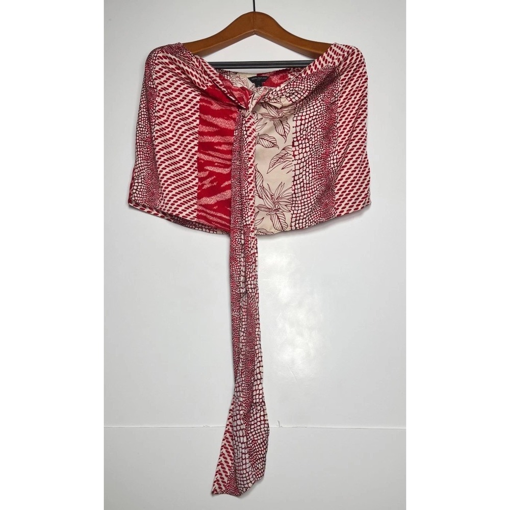 Banana Republic Factory Satin Crop Top Women Small Multicolor Floral Front Tie